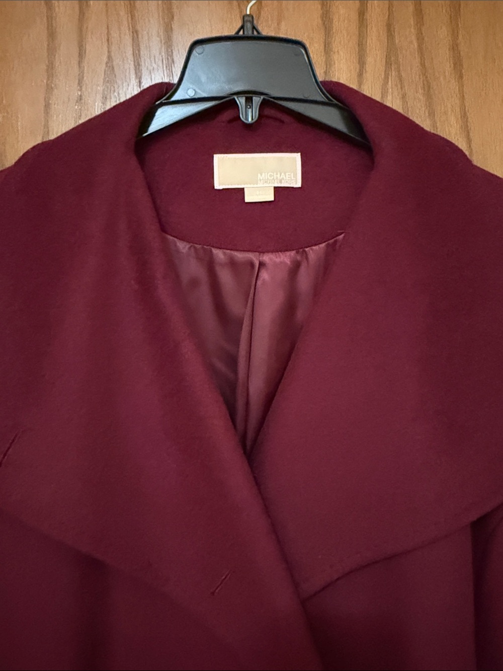 MICHAEL Michael Kors Wine Red Wool-Blend Trench Coat - Picture 3 of 14